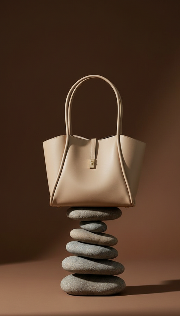 Minimalist Top-Handle Bag-beige