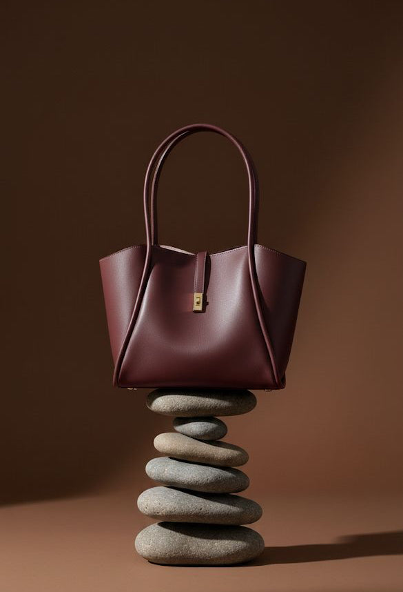Minimalist Top-Handle Bag-marron