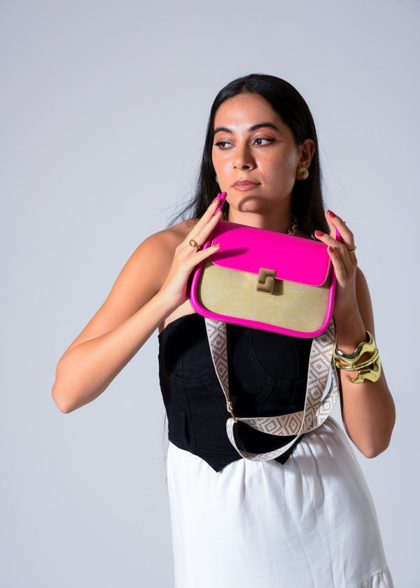 Two-Tone Crossbody Bag - PURPLE