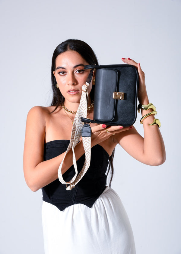 Two-Tone Crossbody Bag - BLACK
