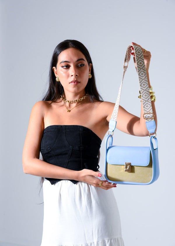 Two-Tone Crossbody Bag - BLUE