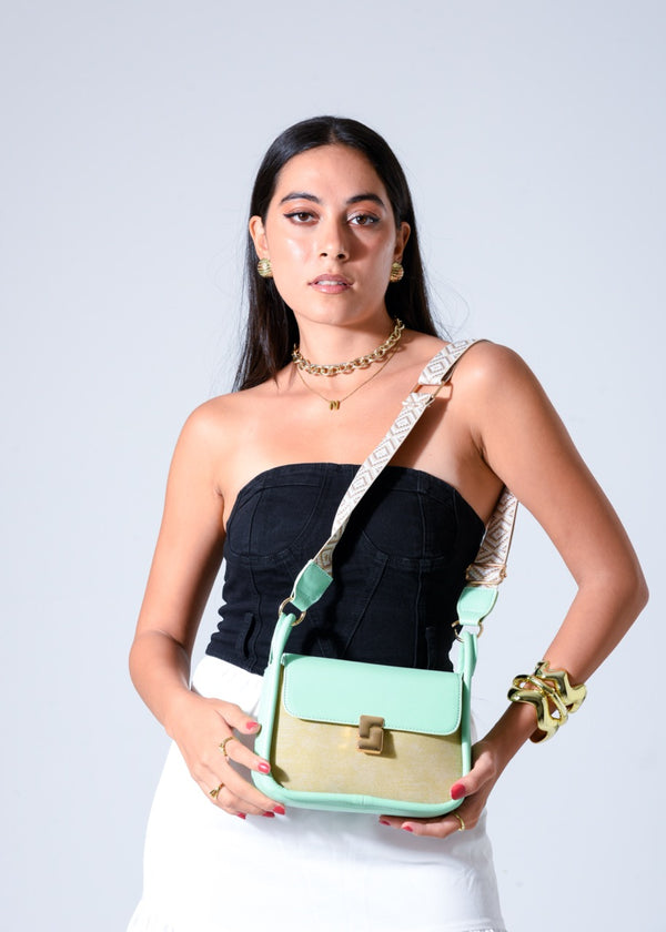 Two-Tone Crossbody Bag - GREEN