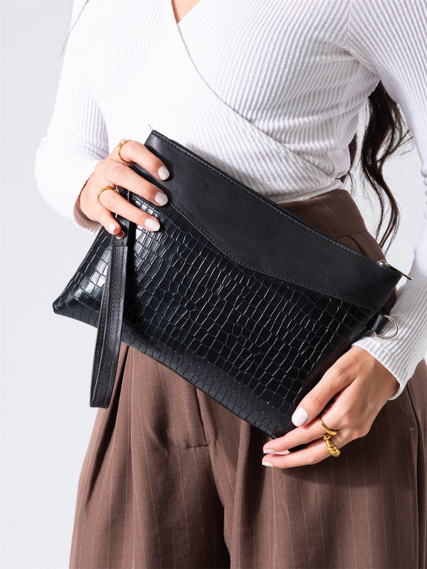 Chic Texture Clutch Bag-black