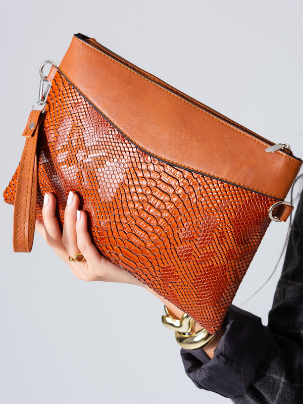 Soft Croco Clutch-light camel
