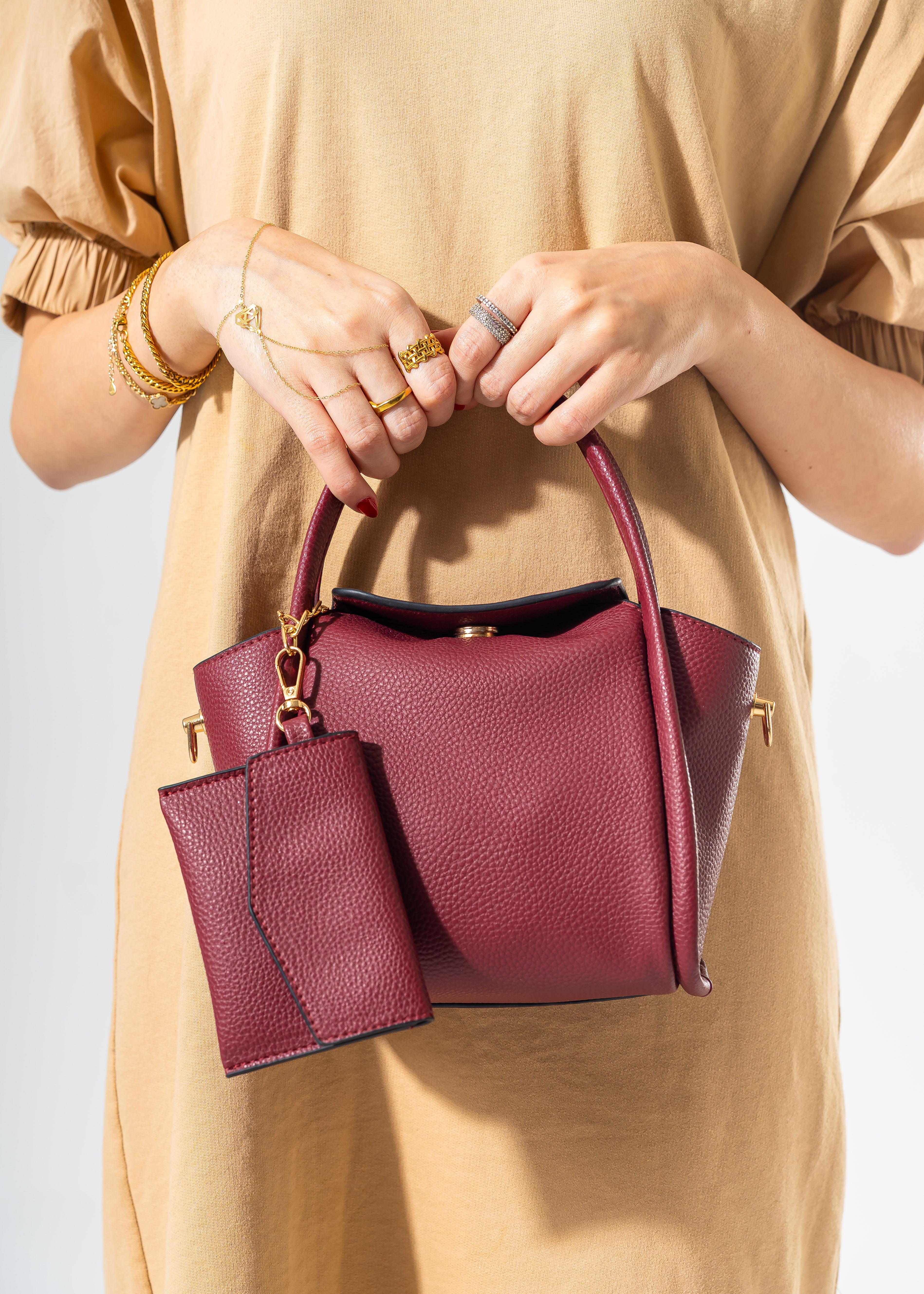 Geometric Structure Handbag-MAROON – cannella