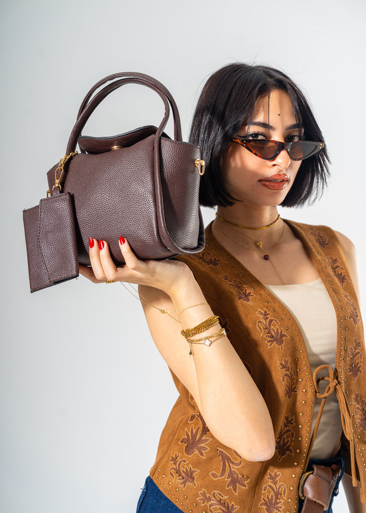 Geometric Structure Handbag-BROWN – cannella
